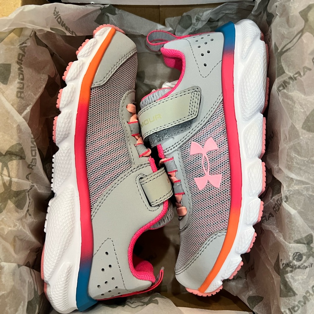 Under Armour Kids' Gray and Pink Tennis Shoes